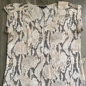 S snake print v neck with zipper detail blouse